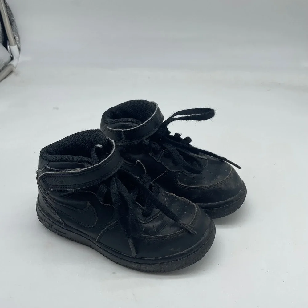 Nike‎ Air Force 1 Mid Toddler Shoes Black 314197-004 Size 9C Mid Top Sneakers